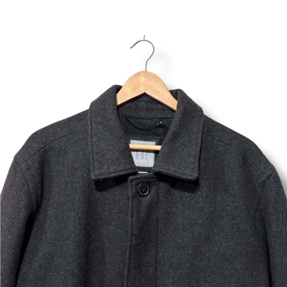 GAP Men's Charcoal Grey Wool Long Winter Car Coat Size Large